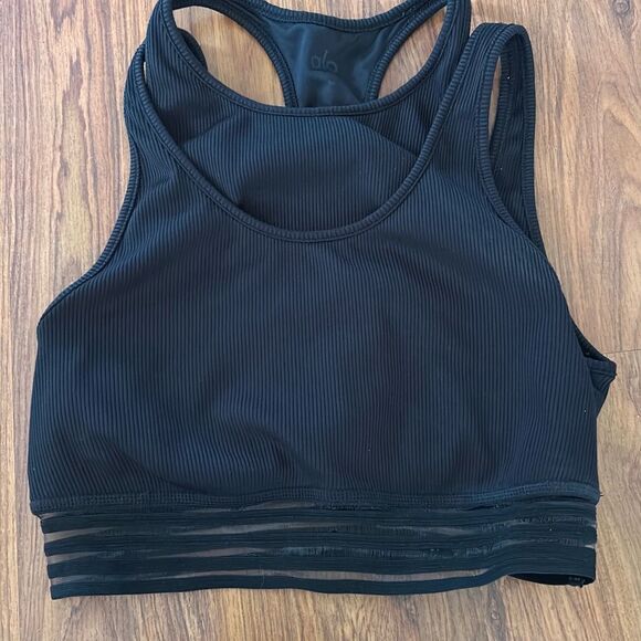 Alo black strappy sports bra fitness top bra top exercise top Cami top￼s - Picture 1 of 4